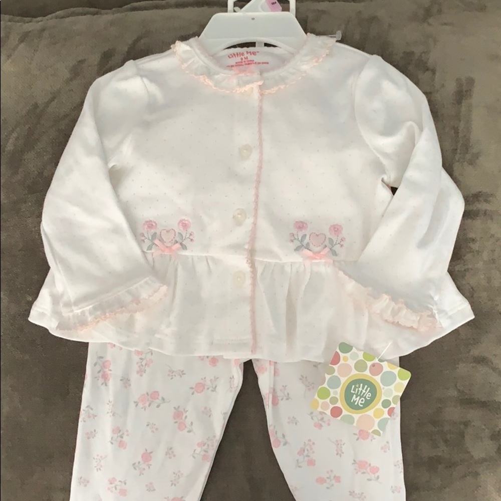 Little Me floral 2pc + hat set